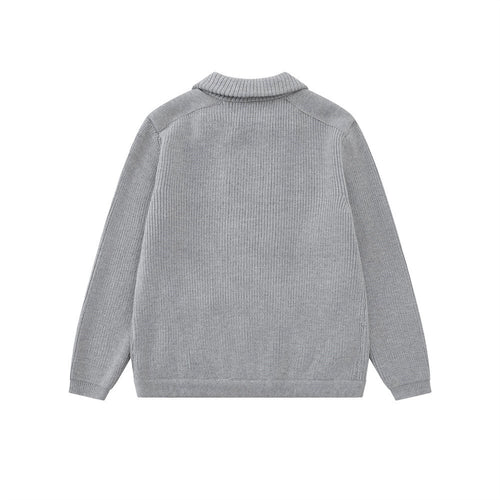 Casual  Men's Double-Breasted Lapel Knitted Oversized Solid Color Cardigan Sweater